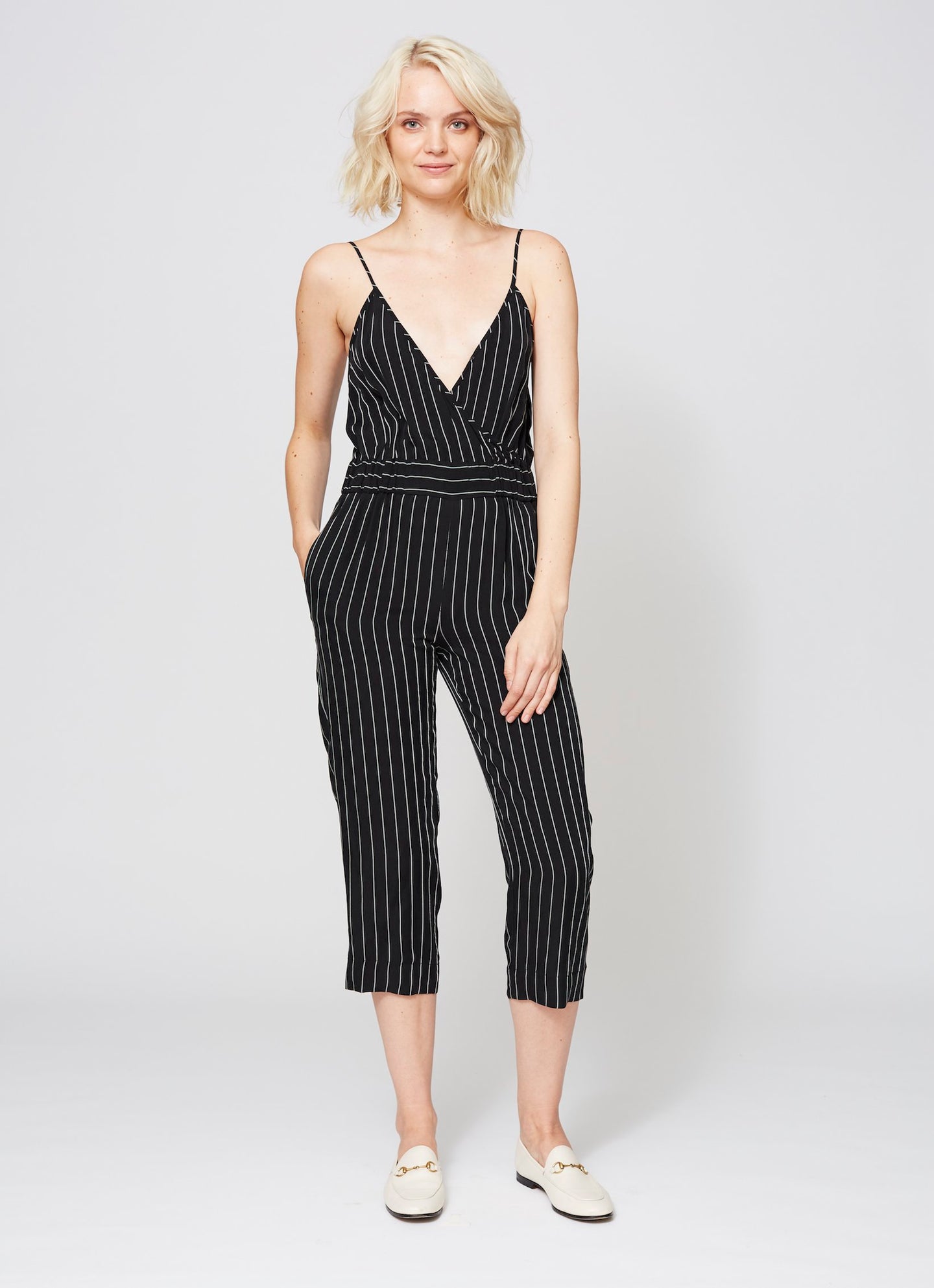 AMAGANSETT JUMPSUIT BLACK PINSTRIPE